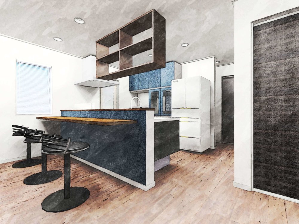 イチオシ間取り バーカウンターがある平家4人暮らし 注文住宅 新築ならアイリスホーム 相馬市 南相馬市の子育てを応援する工務店